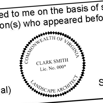 State of Virginia Landscape Architect Seal Imprint