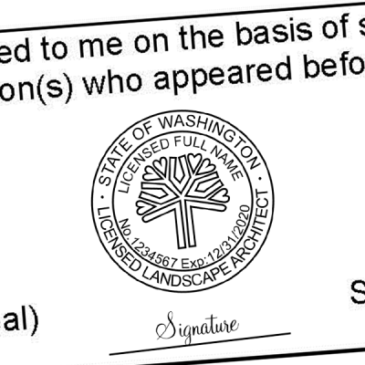 State of Washington Landscape Architect Seal Stamp Seal Imprint