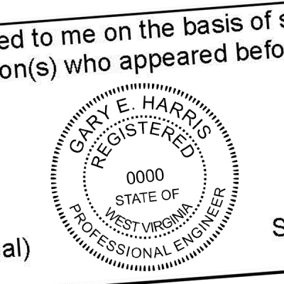 State of West Virginia Engineer Seal Seal Imprint
