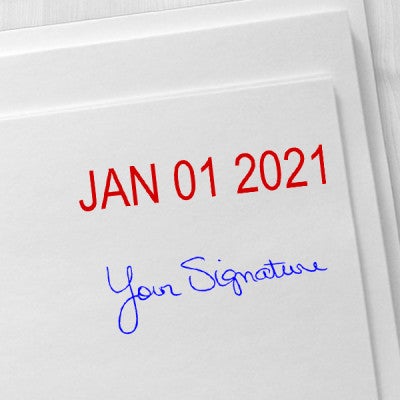 Self-Inking Date and Signature Stamp Imprint Examples on Envelopes