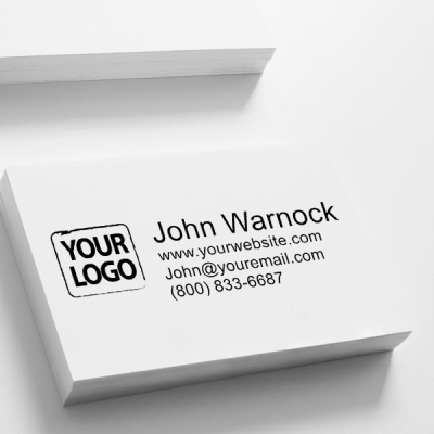 Self-Inking Logo Stamp with Custom Text Imprint on Paper