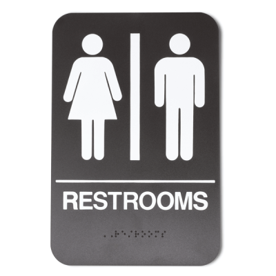 Brown Unisex ADA Braille Restrooms Sign