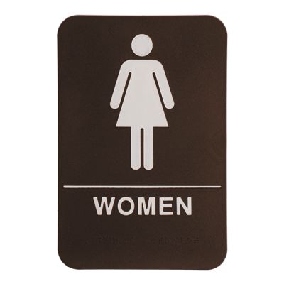 Brown Women's ADA Braille Restroom Sign