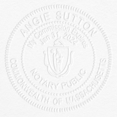 Notary embosser impression for Massachusetts 