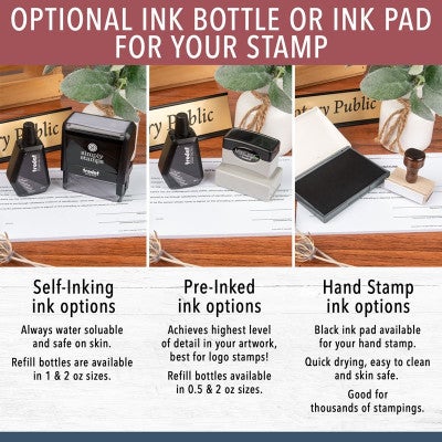 Infographic Showing the Available Ink Bottles and Ink Pads