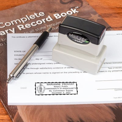 Massachusetts Pre-Inked Stamp Impression on Paper 