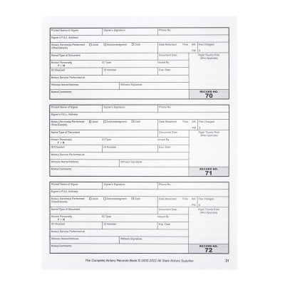 The Inside of the Complete Notary Records Book 