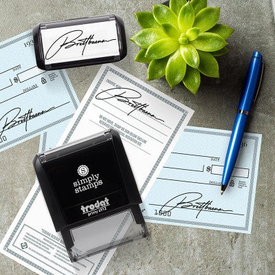 Example of the Medium Self-Inking Signature Custom Stamp in use on paper