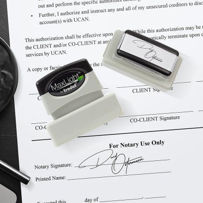 Example Impression on paper of Pre-Inked Signature Stamp Using the MaxLight MAX-115S by Trodat