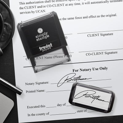 Impressions show the Trodat Printy 4912 which is used with the Medium Self-Inking Signature Custom Stamp