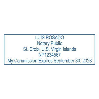 U.S. Virgin Islands Notary Stamp - Rectangle Imprint Example