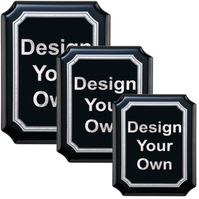 Gloss Black and Silver Wall Plaque with Scalloped Corners - Choose your Size