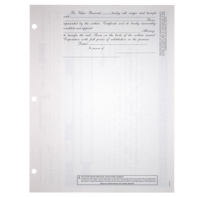 BLUTO 02 Blank Corporate Stock Certificates | Quantity of 20 or More