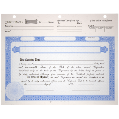 BLUTO 02 Blank Corporate Stock Certificates | Quantity of 20 or More