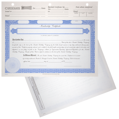 BLUTO 03 LLC Blank Membership Certificates | Quantity of 20 or More