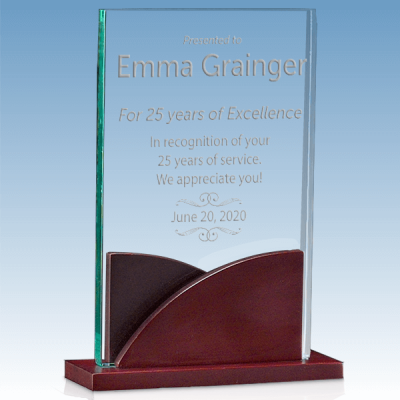 Career Recognition Premium Acrylic Award with Mahogany Base