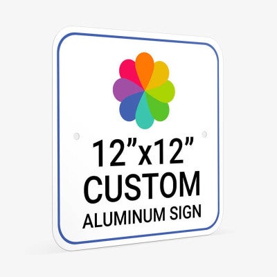 Custom Aluminum Sign 12" x 12" at an Angle to Show Thickness