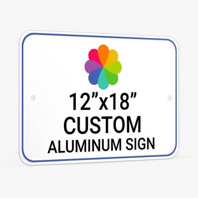 Custom Aluminum Sign 12" x 18" at an Angle to Show Thickness