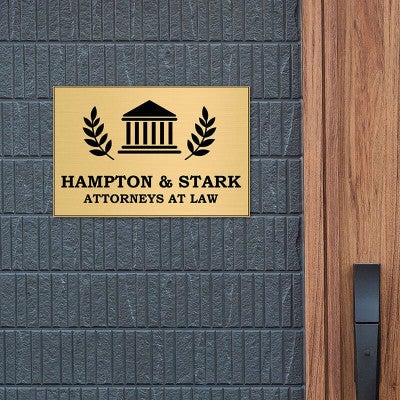 12x18 engraved brass sign by a door