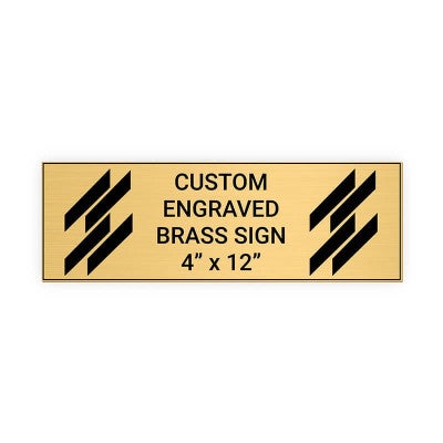 Horizontal Engraved Heavy Brass Signs 4" x 12"