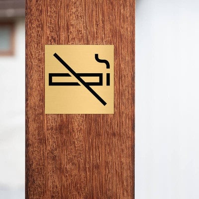 2x2 custom engraved brass sign with a no smoking icon