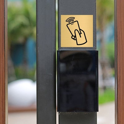 3x3 custom engraved brass sign with an icon