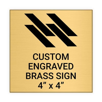 Square Engraved Heavy Brass Signs 4" x 4"