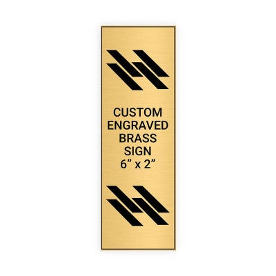 Vertical Engraved Heavy Brass Signs 6" x 2"