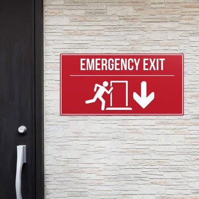Plastic Engraved 6" x 12" Horizontal Sign for an emergency exit