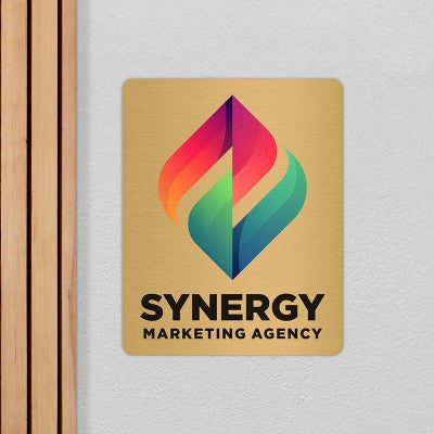 10x8 printed brass sign displayed by a doorway