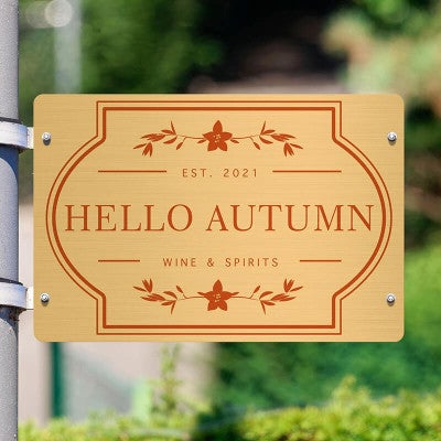4x6 printed brass sign displayed on a pole