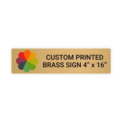 Horizontal Full Color Brass Signs 4" x 16"