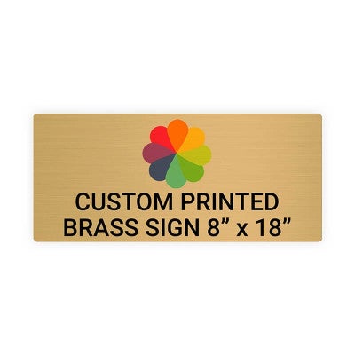 Horizontal Full Color Brass Signs 8" x 18"