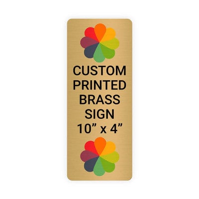 Vertical Full Color Brass Signs 10" x 4"