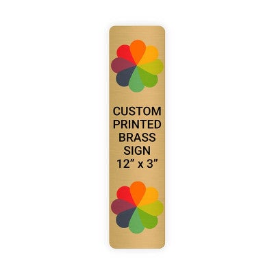 Vertical Full Color Brass Signs 12" x 3"