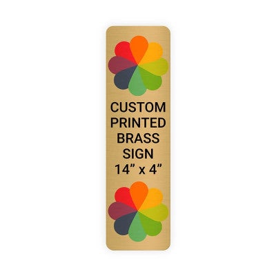 Vertical Full Color Brass Signs 14" x 4"