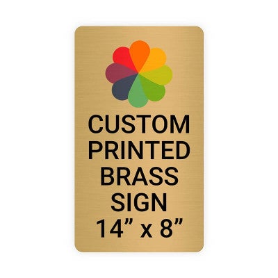 Vertical Full Color Brass Signs 14" x 8"
