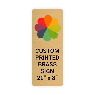Vertical Full Color Brass Signs 20" x 8"
