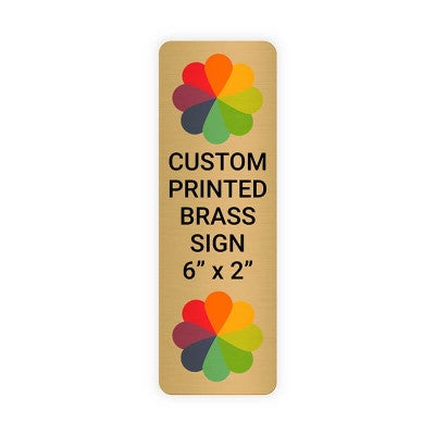 Vertical Full Color Brass Signs 6" x 2"