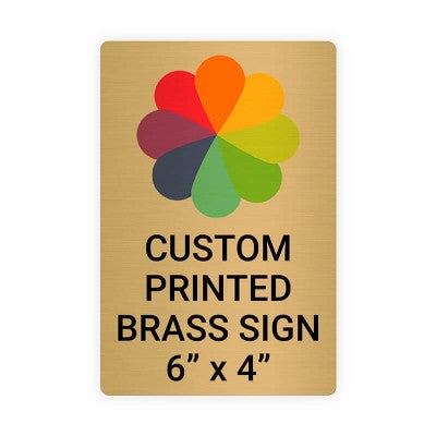 Vertical Full Color Brass Signs 6" x 4"