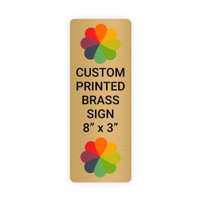 Vertical Full Color Brass Signs 8" x 3"