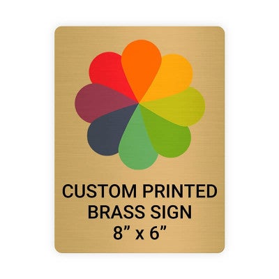 Vertical Full Color Brass Signs 8" x 6"