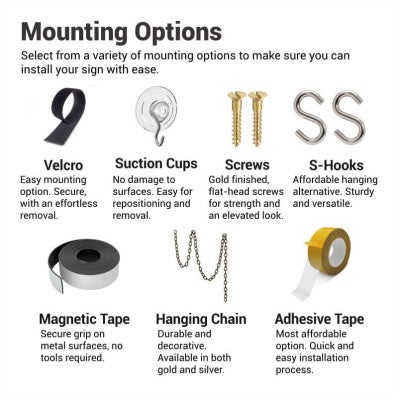 Top mounting options for brass signs