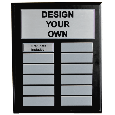 10x13 Perpetual Plaque with Black Board and 12 Silver plates. 