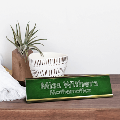 Green Chalkboard Style Teacher Desk Plate