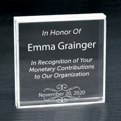 Donor Recognition Clear Paperweight