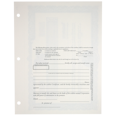 Duke 10 Blank Stock Certificates | Quantity of 20 or More