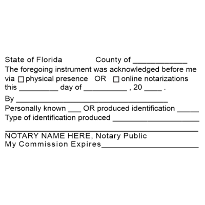 Florida Acknowledgment Notary Stamp