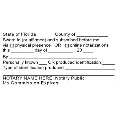 Florida Jurat Notary Stamp