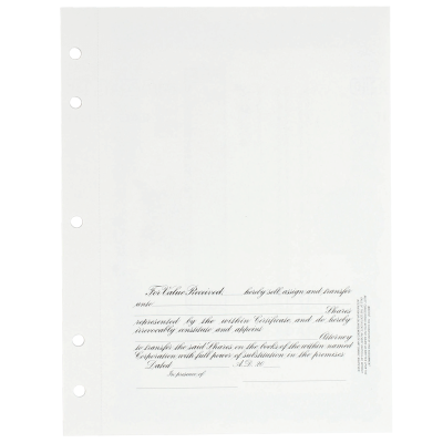 GOES KG3 Blank Corporate Stock Certificates | Quantity of 20 or more